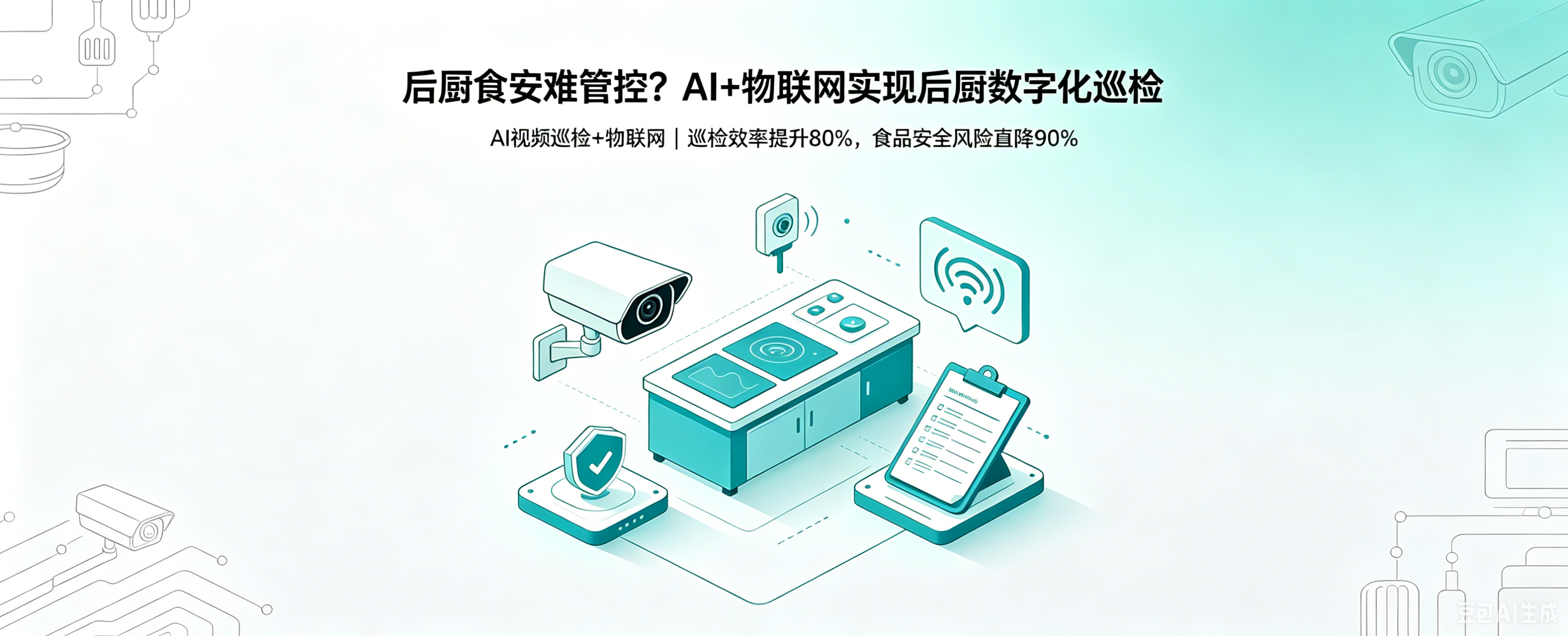 后厨食安管理太难？AI 视频巡检 + 物联网让巡检效率提升 80%，食安风险降低 90%