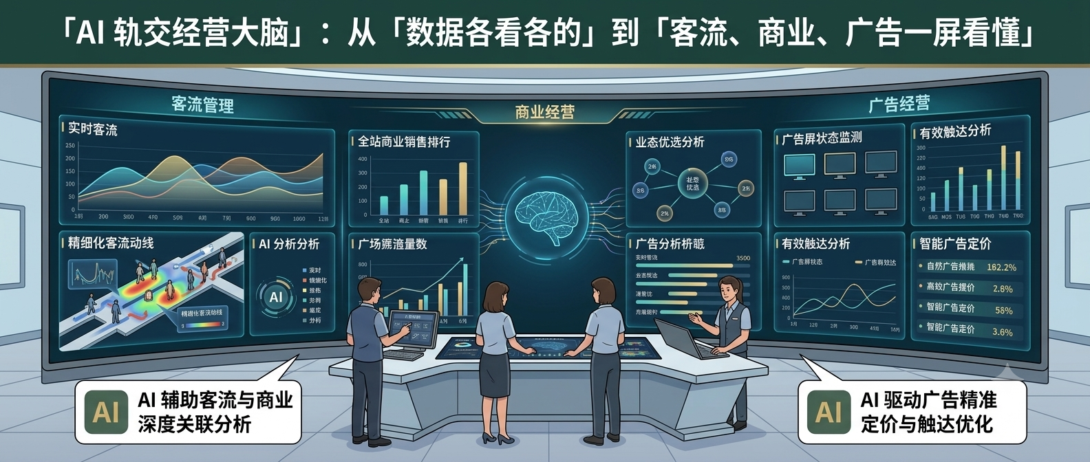 「AI 轨交经营大脑」：从「数据各看各的」到「客流、商业、广告一屏看懂」