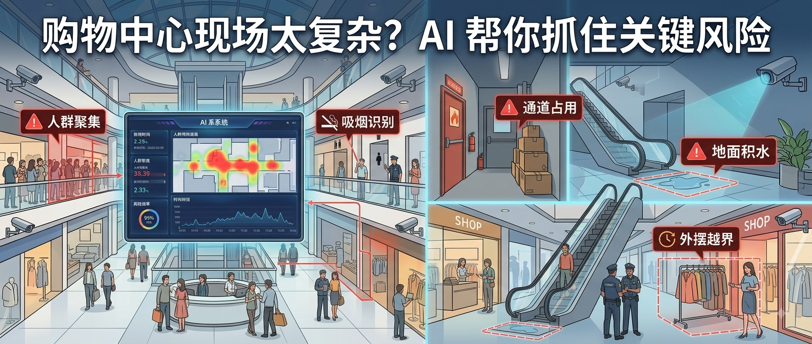 购物中心现场太复杂？AI 帮你抓住关键风险