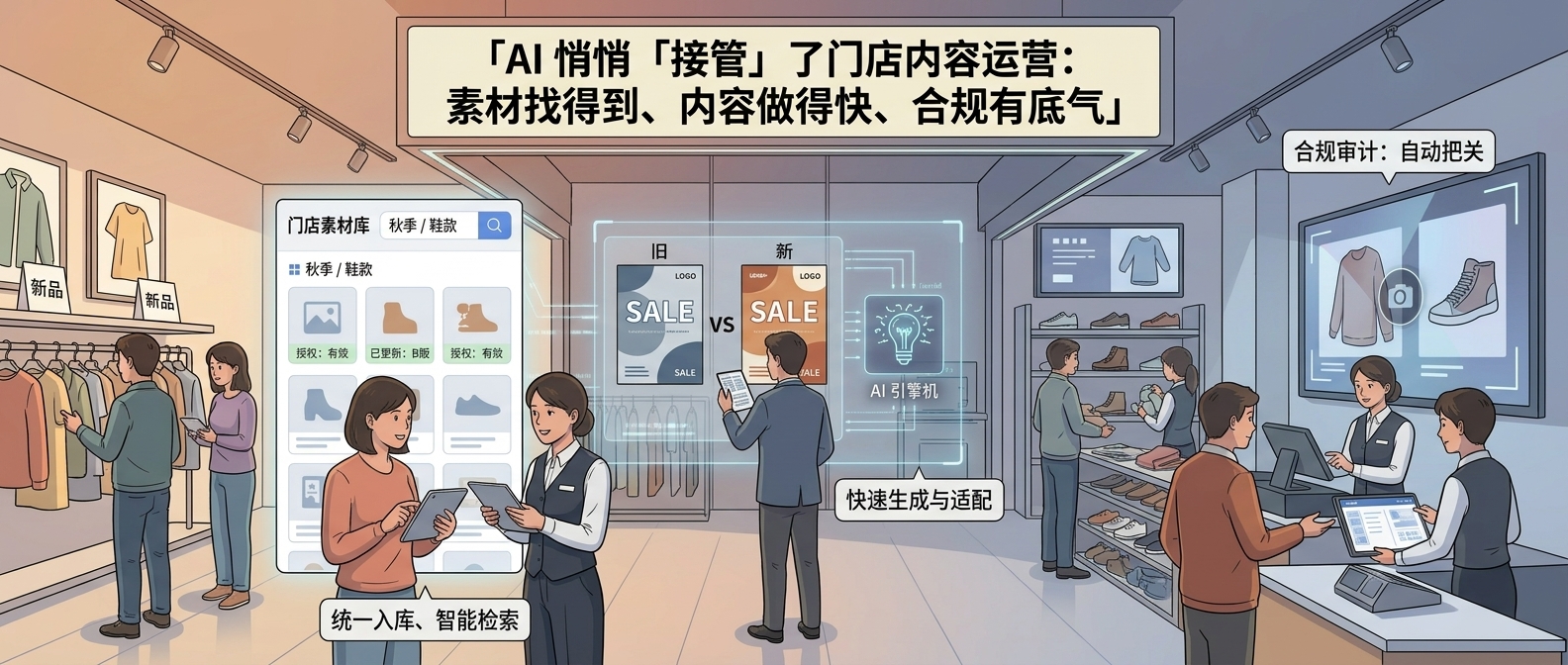AI 悄悄「接管」了门店内容运营：素材找得到、内容做得快、合规有底气